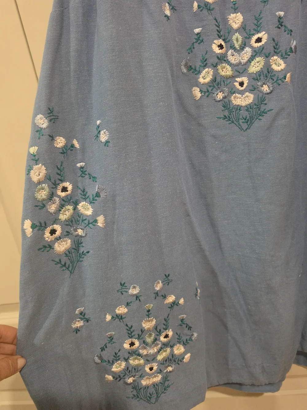Free People Blue Embroidered Mini Dress